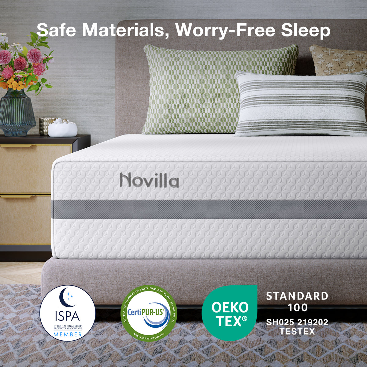 1101 Novilla Mattress, Mattress with Upgraded Dual-Support for Spinal Alignment & Pressure Relief, NanoGEL™ Memory Foam Mattresses