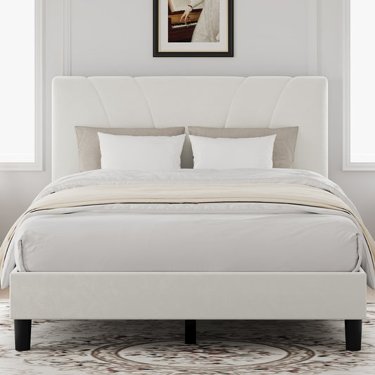 12007 Novilla Bed Frame Upholstered Platform Bed Frame with Adjustable Headboard, Strong Weight Capacity, No Box Spring Needed, Easy Assembly