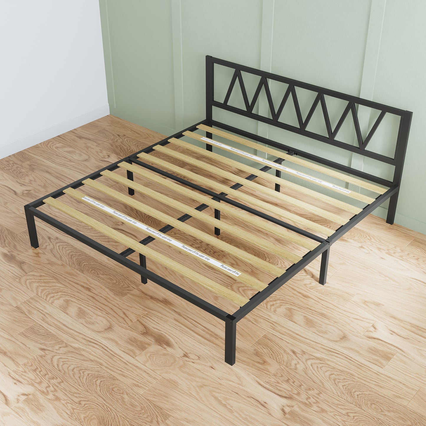 10017 Novilla Bed Frame With Headboard, Metal Platform Bed Frame, Bed Frame No Box Spring Needed, Easy Assembly, Strong Wood Slats Support
