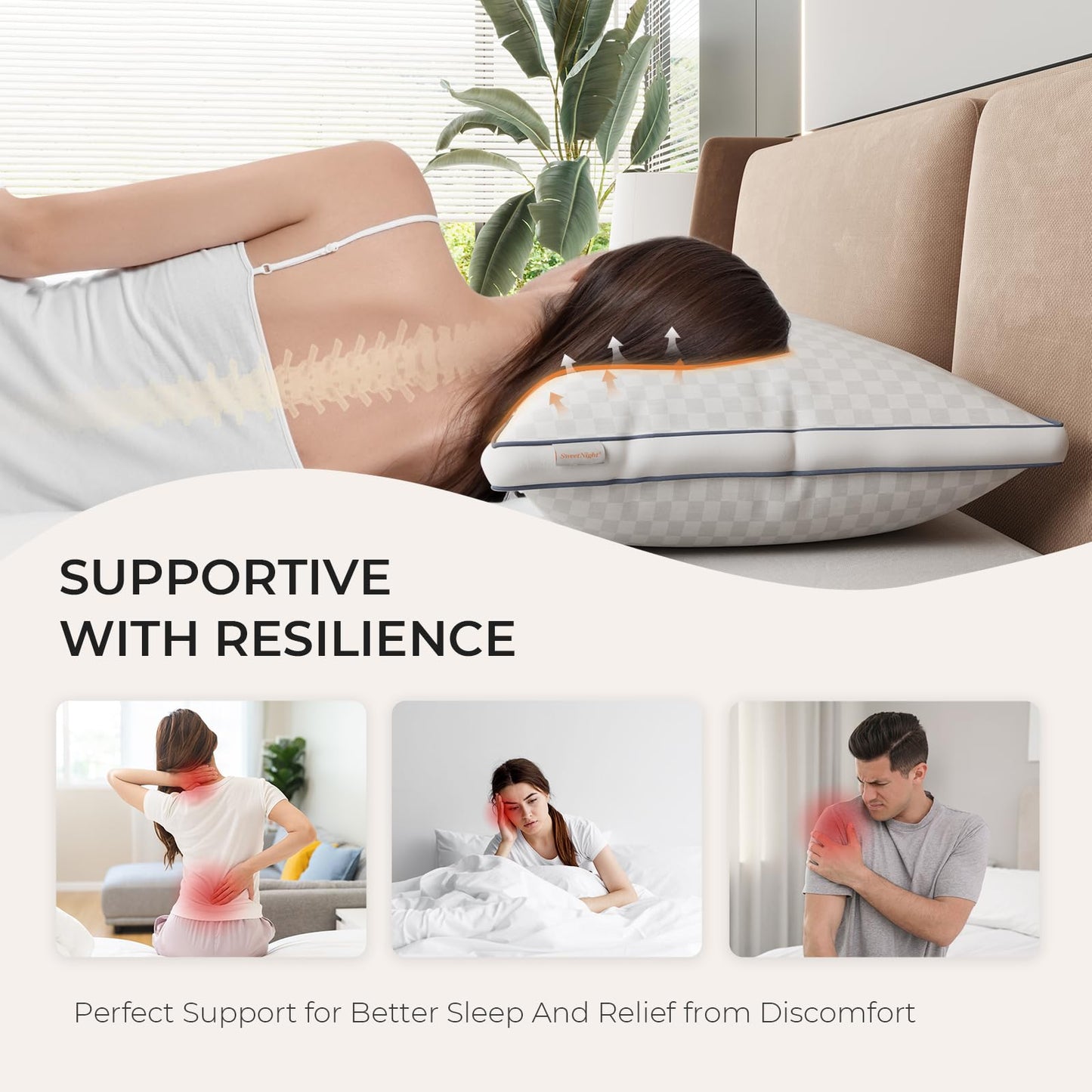 Sweetnight Pillows Set of 2, Hotel Bed Pillows Fluffy Gusseted for Neck and Shoulder, Back Side Sleeper Pillows