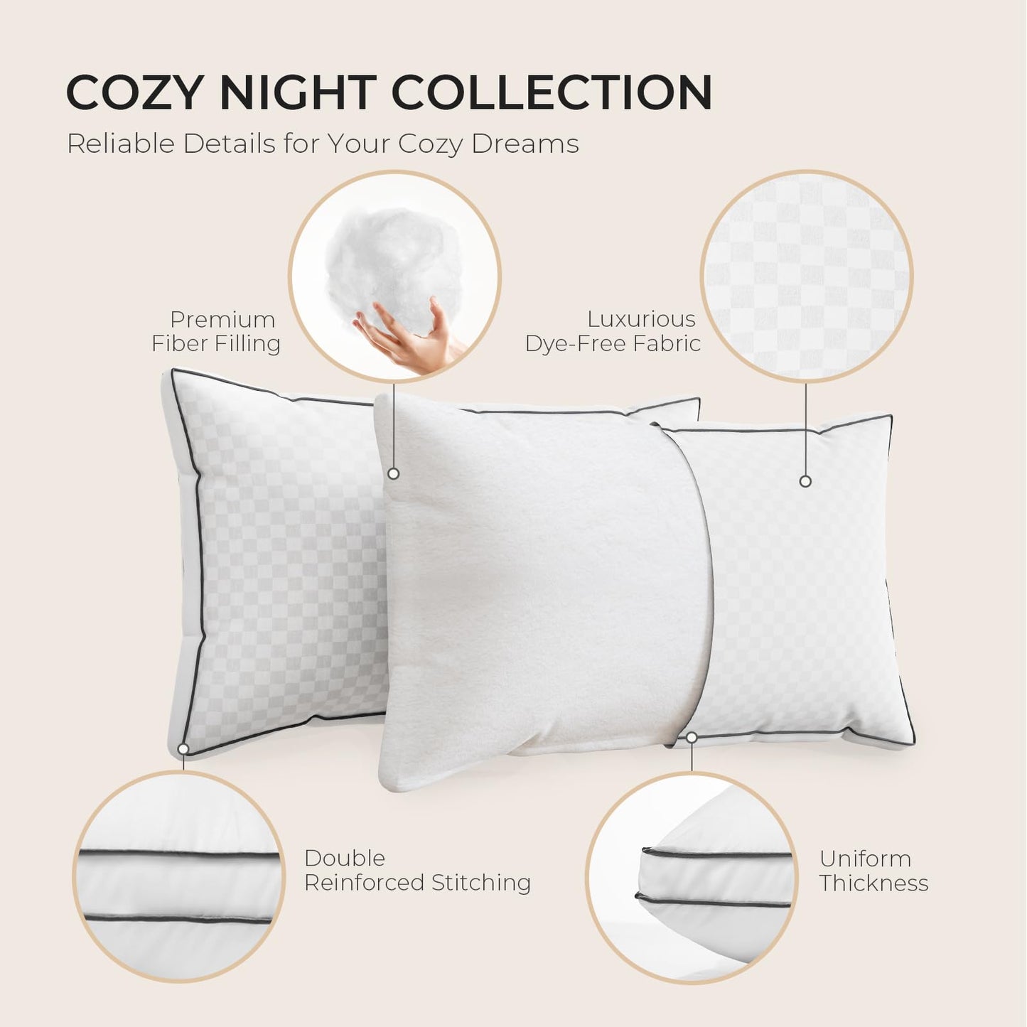 Sweetnight Pillows Set of 2, Hotel Bed Pillows Fluffy Gusseted for Neck and Shoulder, Back Side Sleeper Pillows