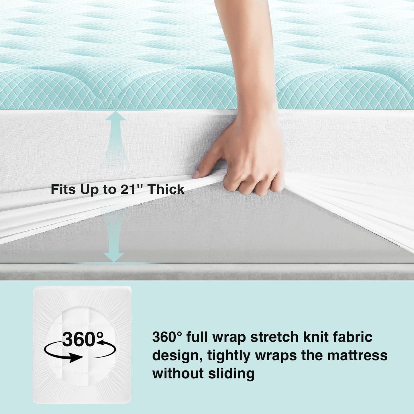 Novilla Cooling Mattress Topper California King Size,Mattress Pad with Deep Pocket for 8-21" Mattress,Soft Pad Cover for Back Pain Relief,3D+7D Down Alternative Bed Topper for Hot Sleepers