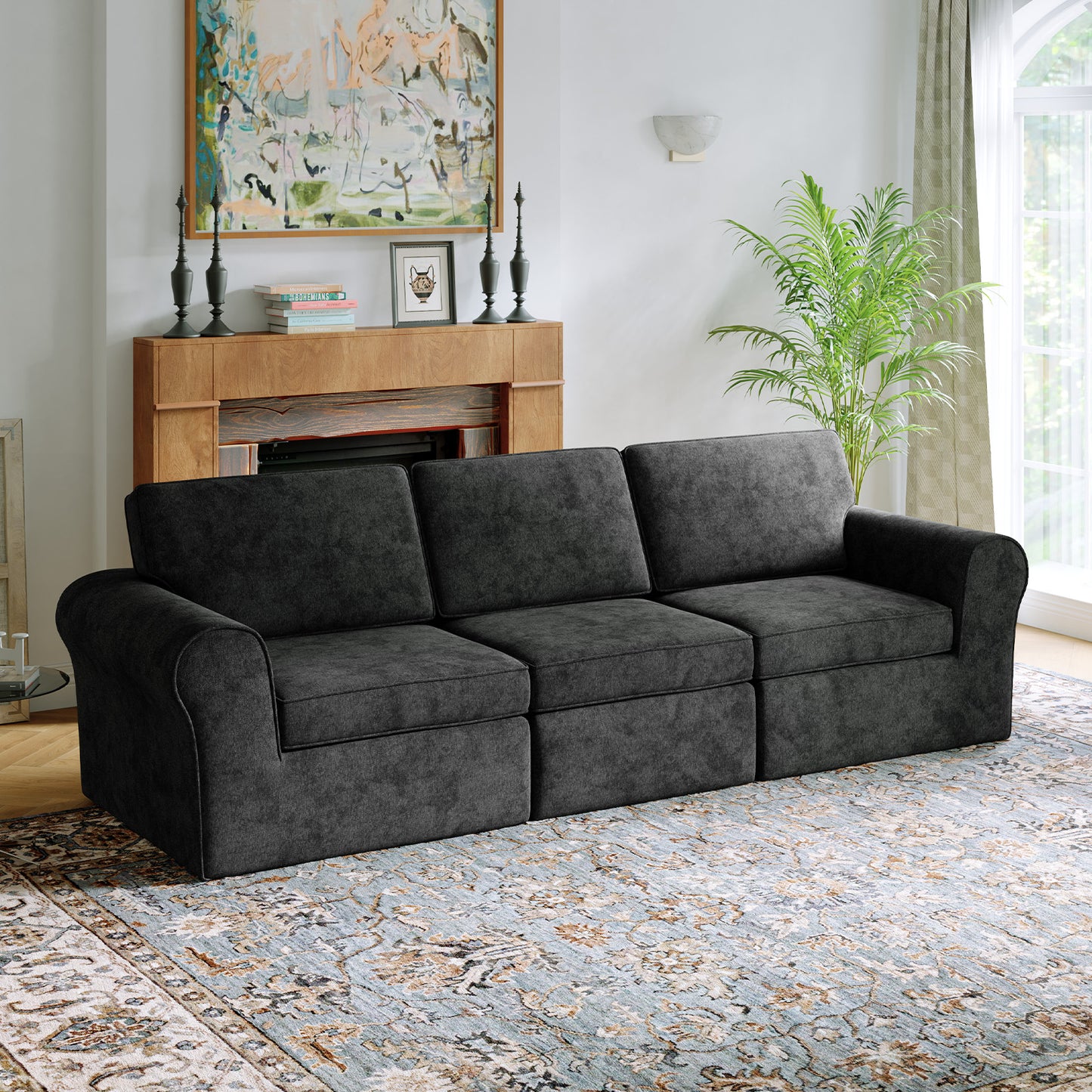 65007 Novilla 108" Modular Sectional Sofa, Modular Sectional Couches for Living Room Bedroom, Chenille Removable Cover Cloud Couch Sectional with Smarts Coil® Support L-Shaped Couch