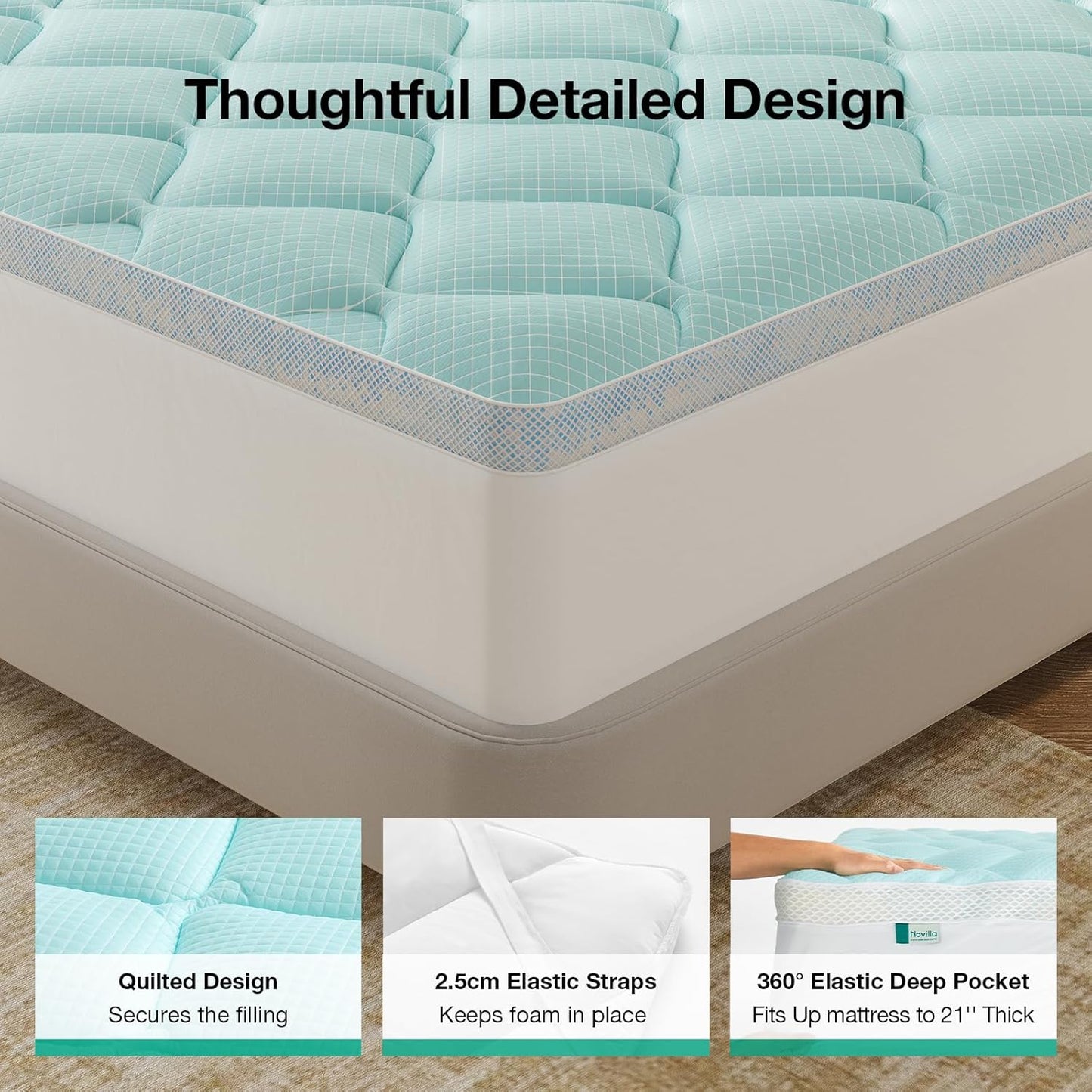 Novilla Queen Memory Foam Mattress Topper