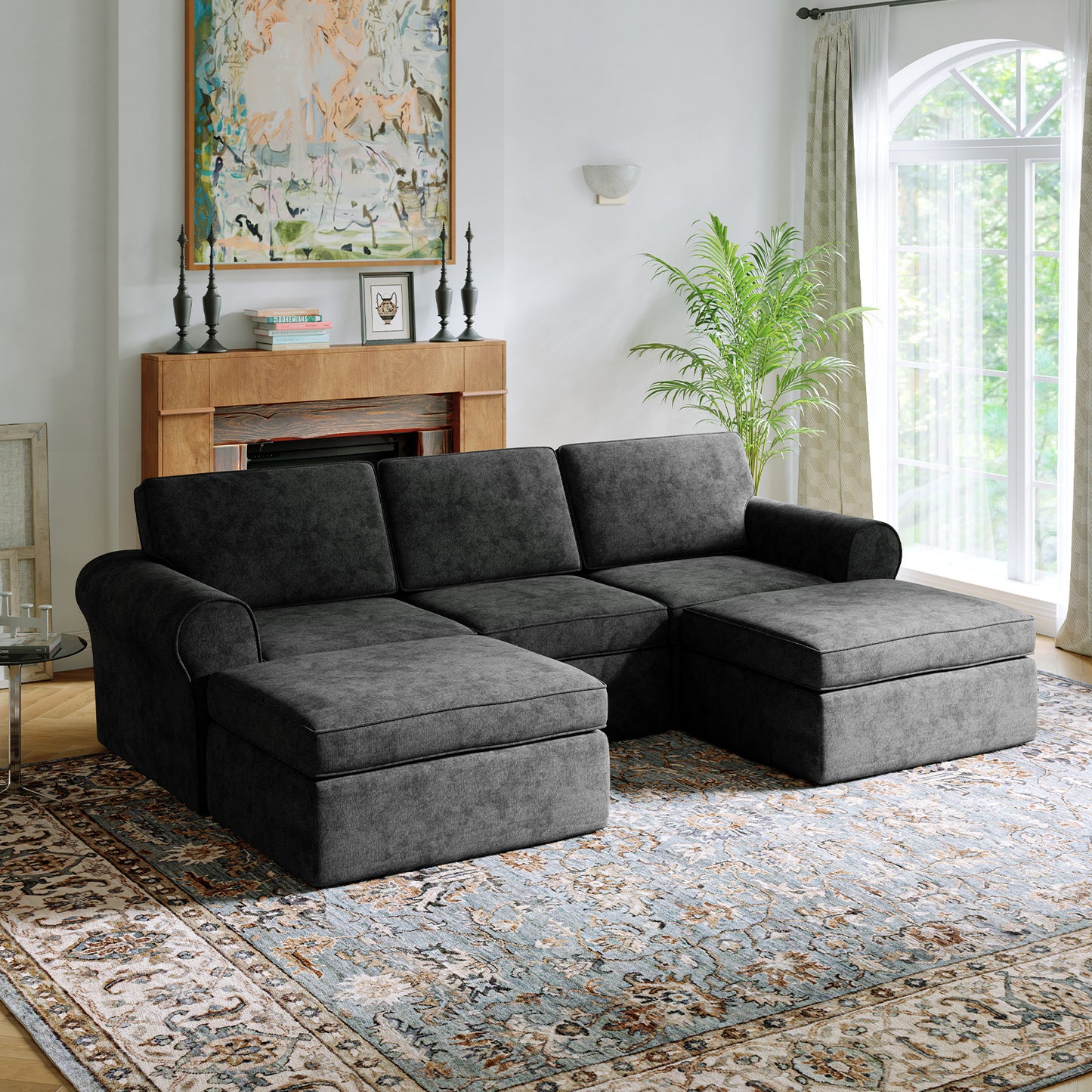 65007 Novilla 108" Modular Sectional Sofa, Modular Sectional Couches for Living Room Bedroom, Chenille Removable Cover Cloud Couch Sectional with Smarts Coil® Support L-Shaped Couch