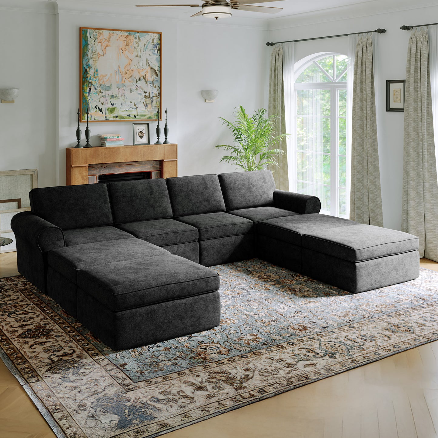 65007 Novilla 108" Modular Sectional Sofa, Modular Sectional Couches for Living Room Bedroom, Chenille Removable Cover Cloud Couch Sectional with Smarts Coil® Support L-Shaped Couch