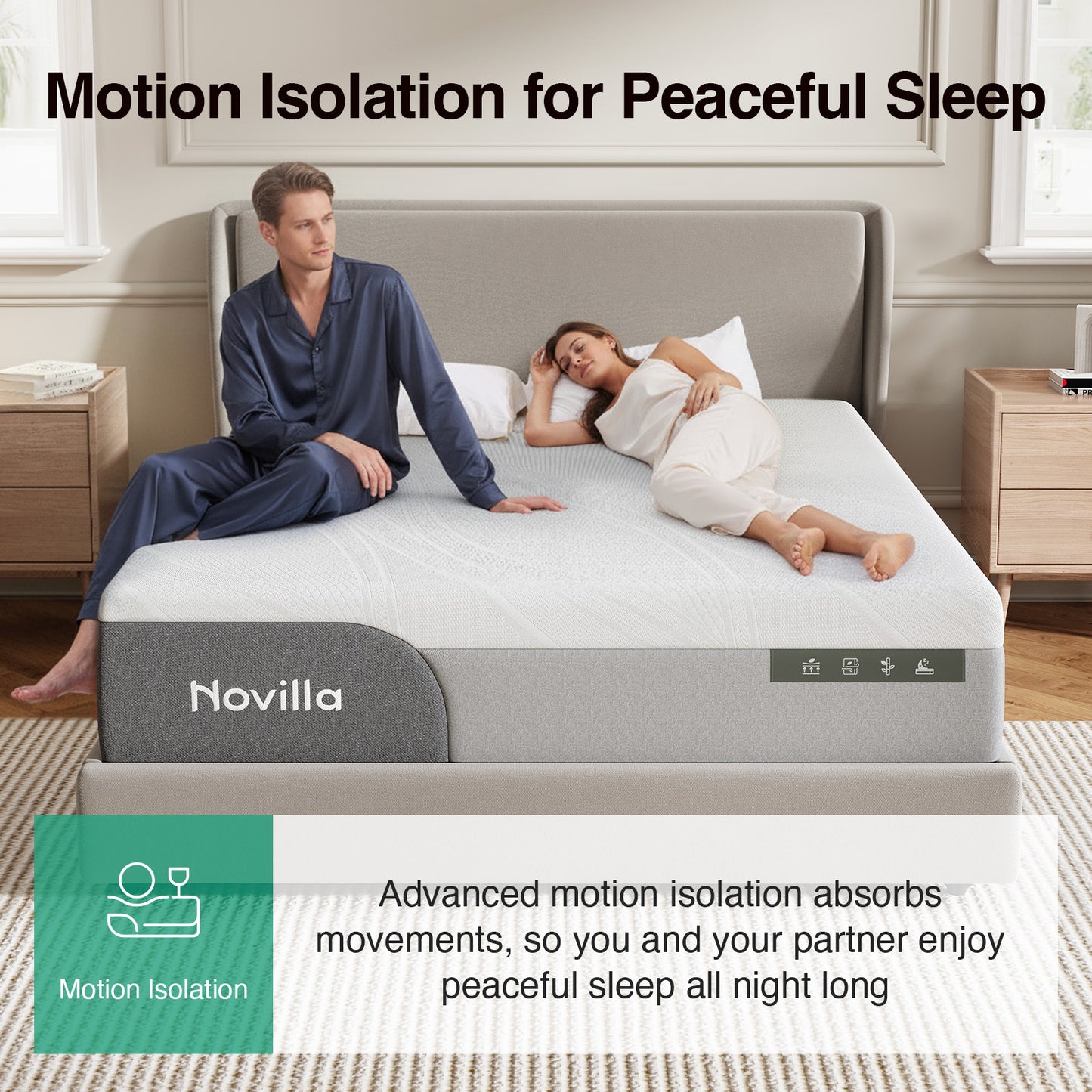 1047B Novilla GreyZen Medium Gel Memory Foam Mattress