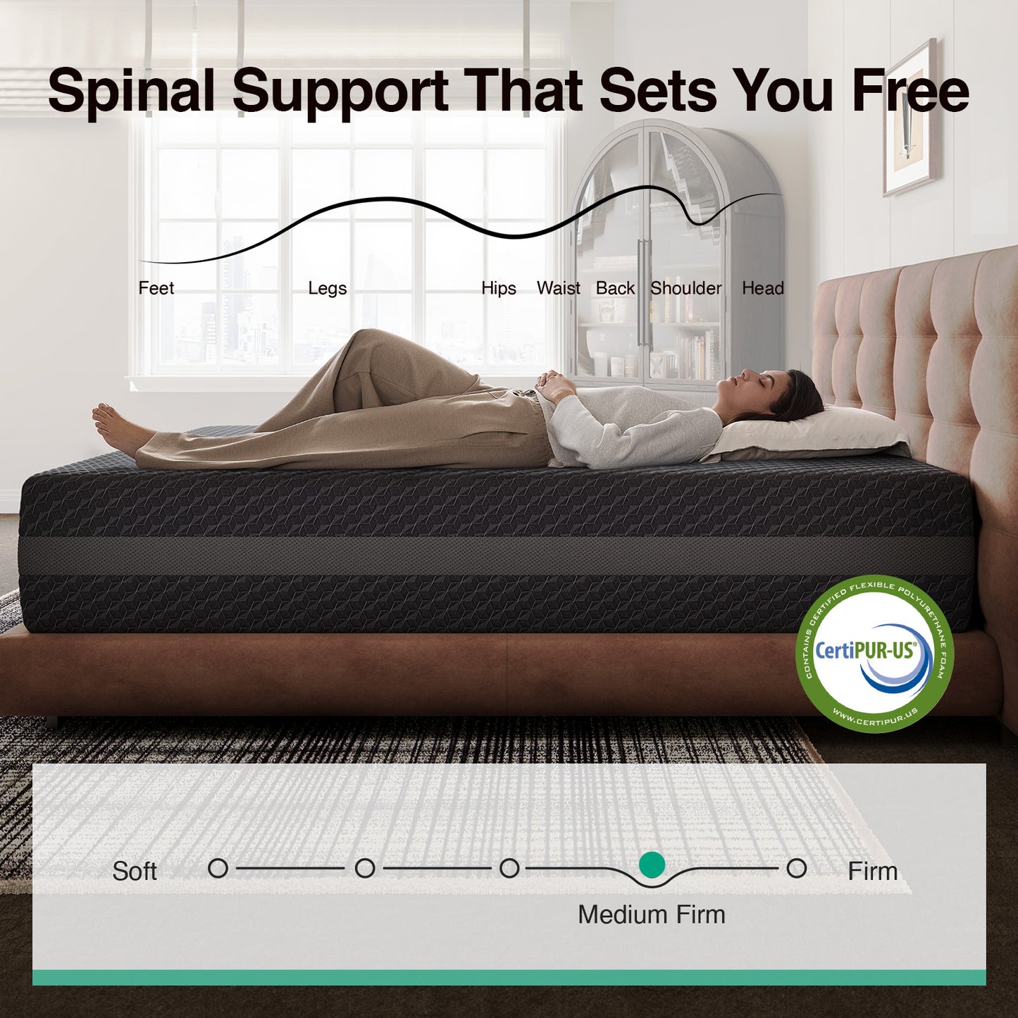 1914 Novilla Mattress, Gel Memory Foam Mattress for Body Contouring & Consistent Pressure-Relieving Support, with Green Tea-Infused Foam, Medium Firm, Mattresses in a Box