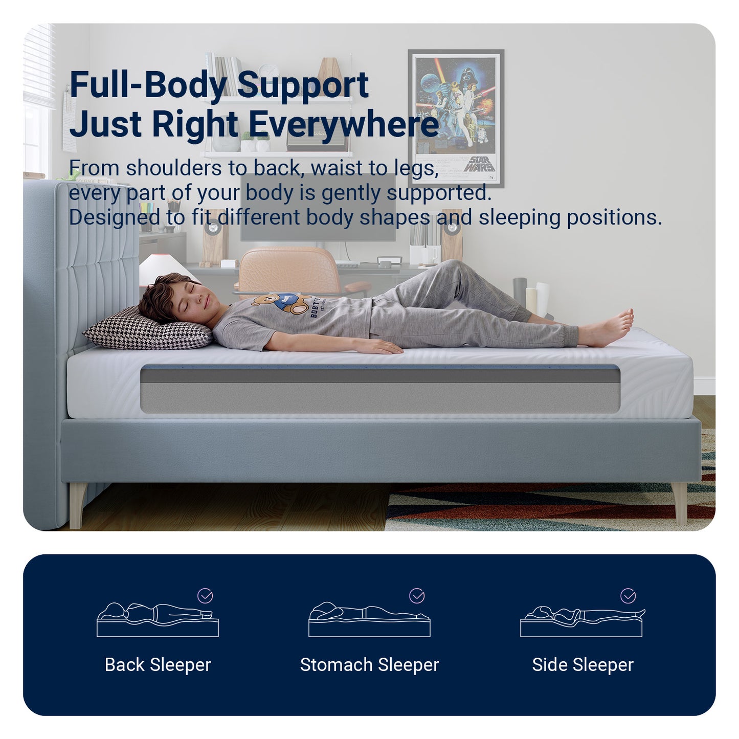 A-M01866 Gel Infused Memory Foam Cooling Comfort Mattress