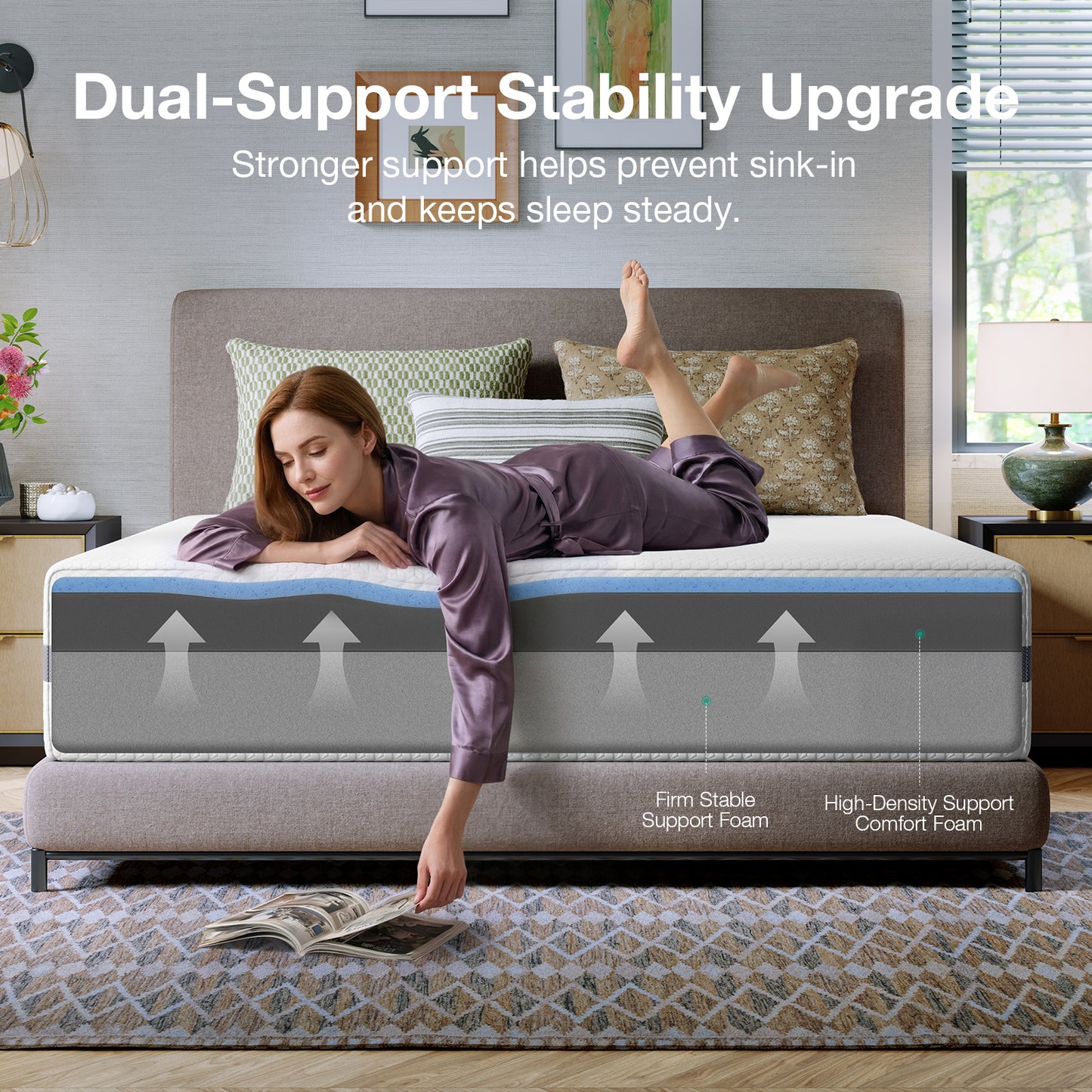 1101 Novilla Mattress, Mattress with Upgraded Dual-Support for Spinal Alignment & Pressure Relief, NanoGEL™ Memory Foam Mattresses