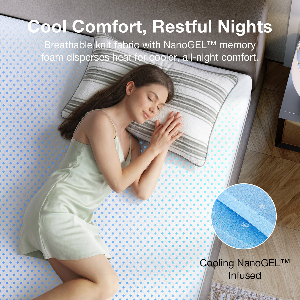 1101 Novilla Mattress, Mattress with Upgraded Dual-Support for Spinal Alignment & Pressure Relief, NanoGEL™ Memory Foam Mattresses