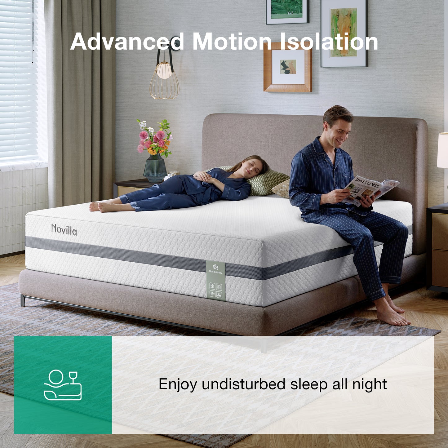 1101 Novilla Mattress, Mattress with Upgraded Dual-Support for Spinal Alignment & Pressure Relief, NanoGEL™ Memory Foam Mattresses