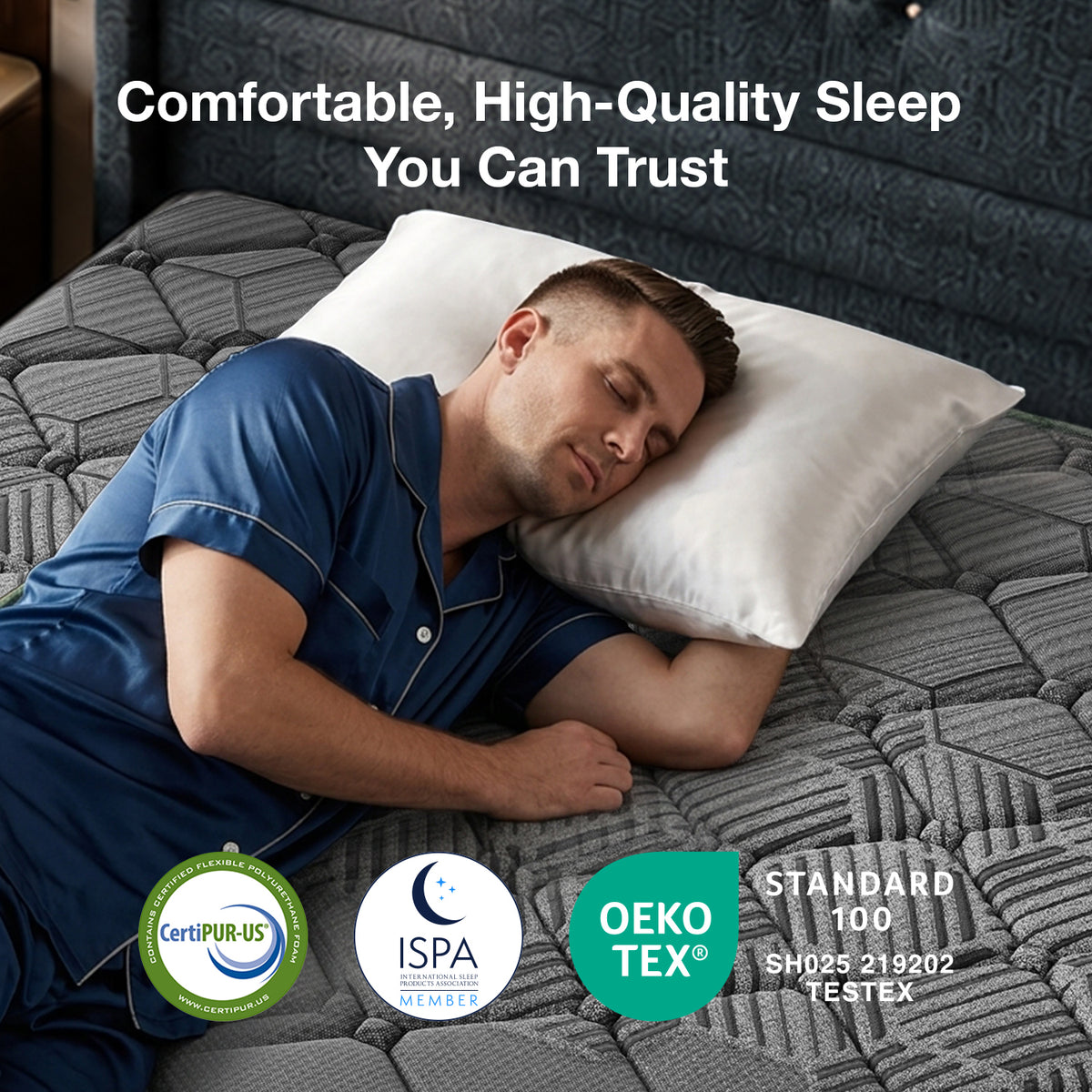 Novilla PoemEase Cooling Hybrid Mattress, Graphene Fabric, Gel Memory Foam, Temperature Balance, Full-Body Support, Pocket Springs, Reinforced Edges