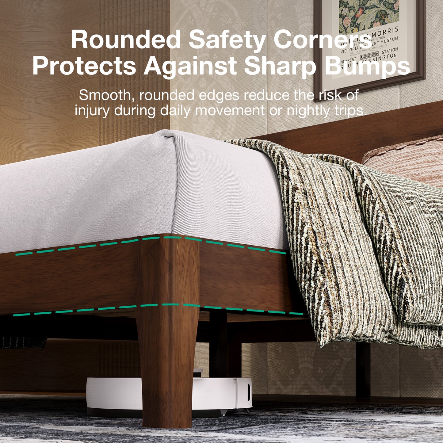 Novilla Bed Frame - Full Size Solid Wood Platform Bed with 3-Level Adjustable Headboard, Solid Wood Slat Support, No Box Spring Needed, Walnut