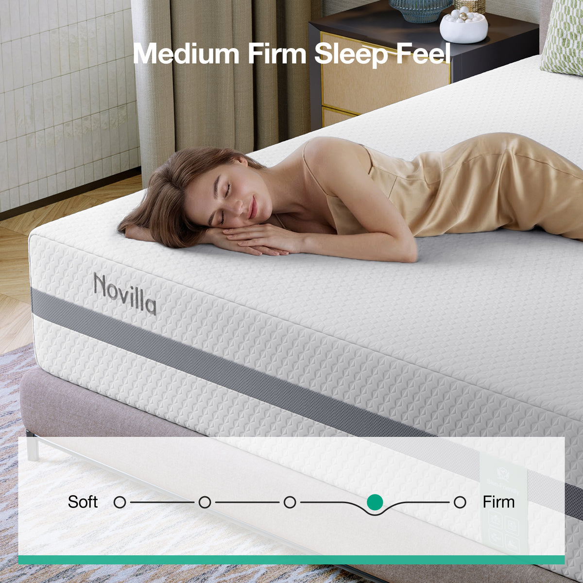1101 Novilla Mattress, Mattress with Upgraded Dual-Support for Spinal Alignment & Pressure Relief, NanoGEL™ Memory Foam Mattresses
