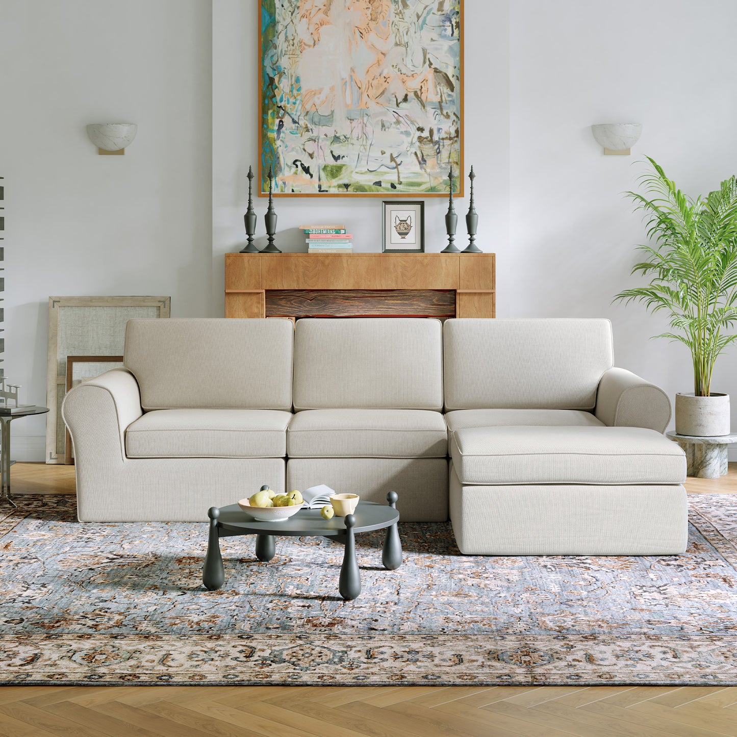 65007 Novilla 108" Modular Sectional Sofa, Modular Sectional Couches for Living Room Bedroom, Chenille Removable Cover Cloud Couch Sectional with Smarts Coil® Support L-Shaped Couch