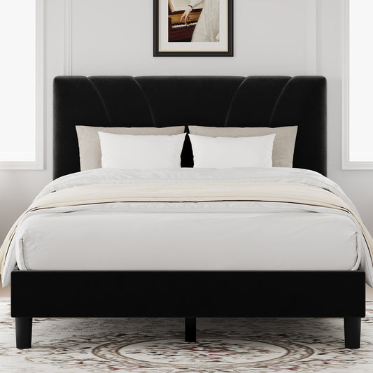 12007 Novilla Bed Frame Upholstered Platform Bed Frame with Adjustable Headboard, Strong Weight Capacity, No Box Spring Needed, Easy Assembly
