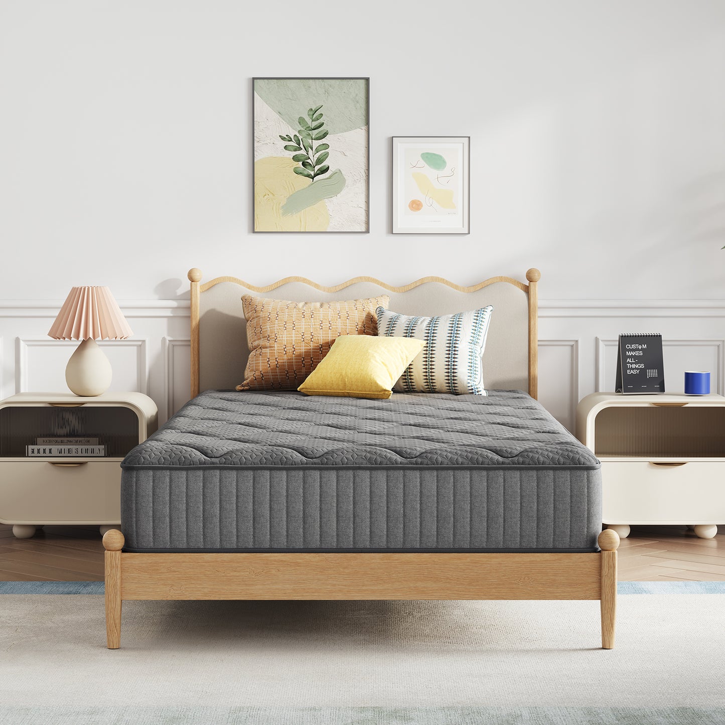 2910B Novilla Mattress, Hybrid Mattress in a Box with Bonnell Spring & Gel Memory Foam for Pain Relief & Spine Support & Cooling Night Sleep