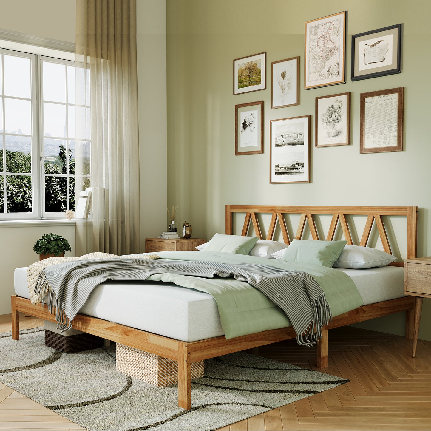 14003 Novilla 12" Solid Wood Bed Frame
