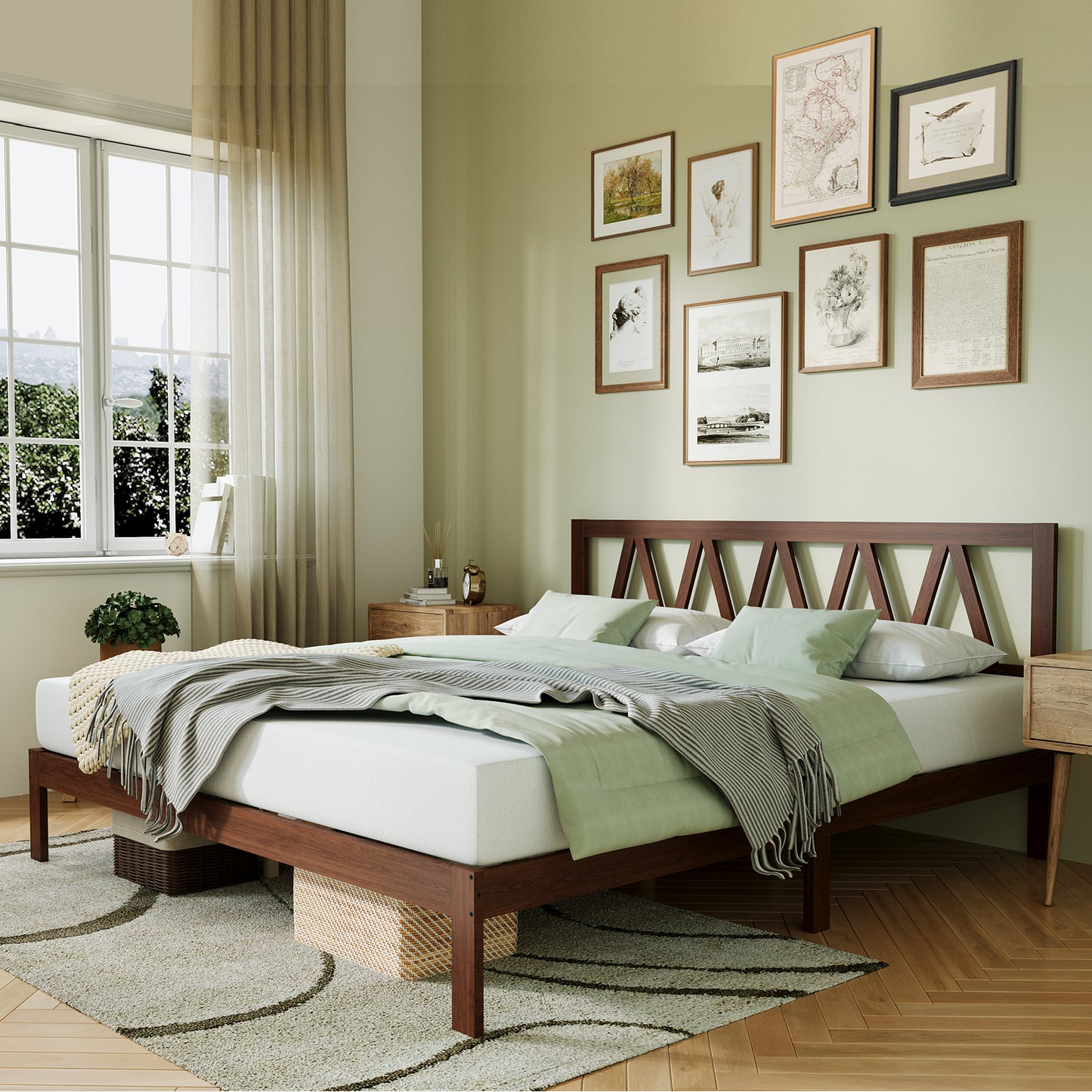 14003 Novilla 12" Solid Wood Bed Frame