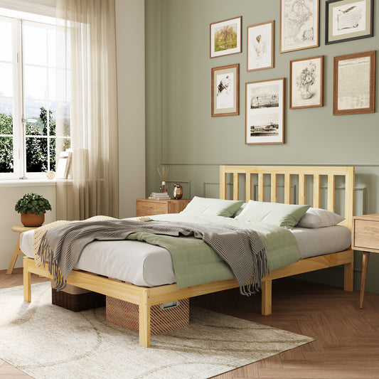 Novilla 12" Bed Frame Wood Bed Frame with Headboard No Box Spring Needed, Easy Assembly