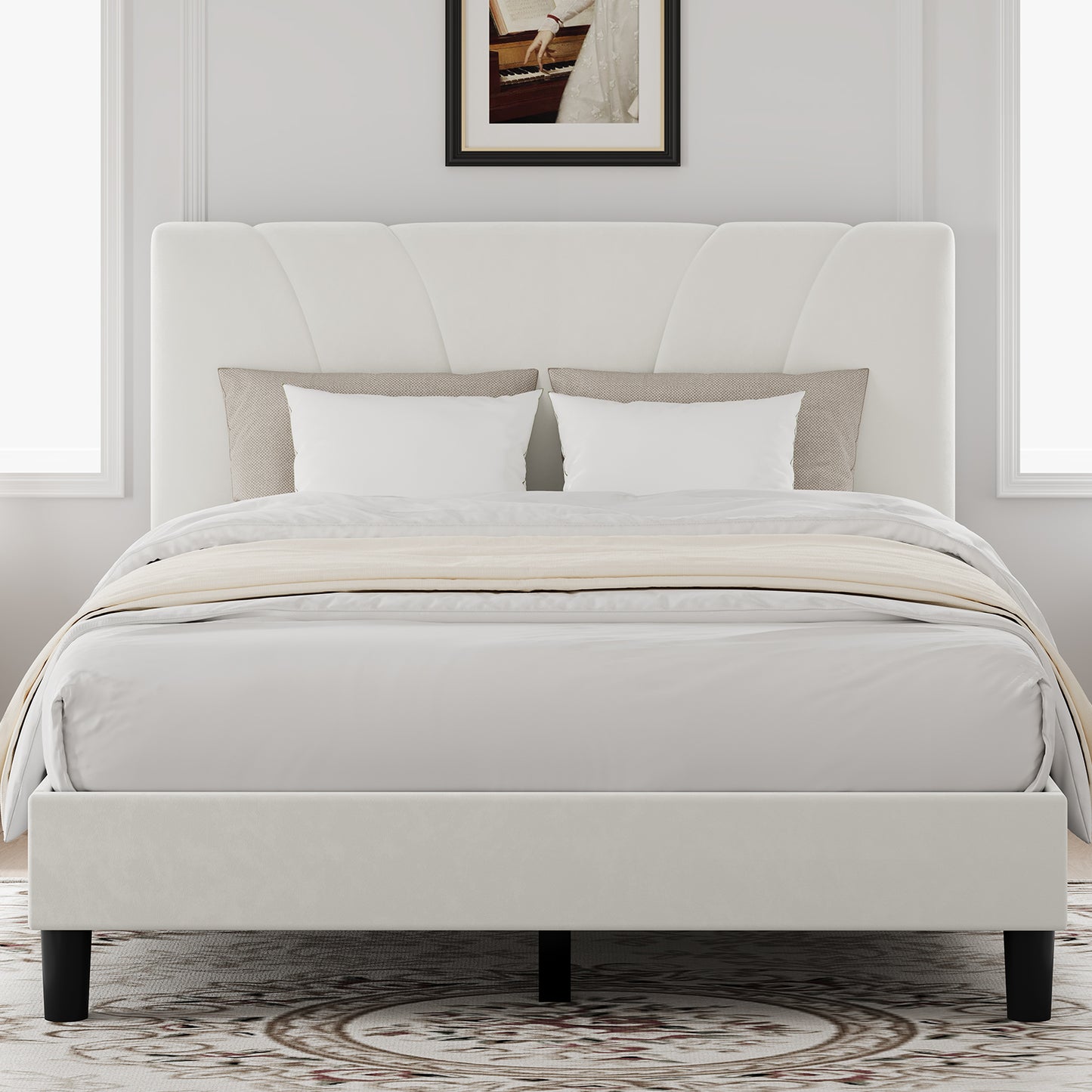 12007 Novilla Bed Frame Upholstered Platform Bed Frame with Adjustable Headboard, Strong Weight Capacity, No Box Spring Needed, Easy Assembly