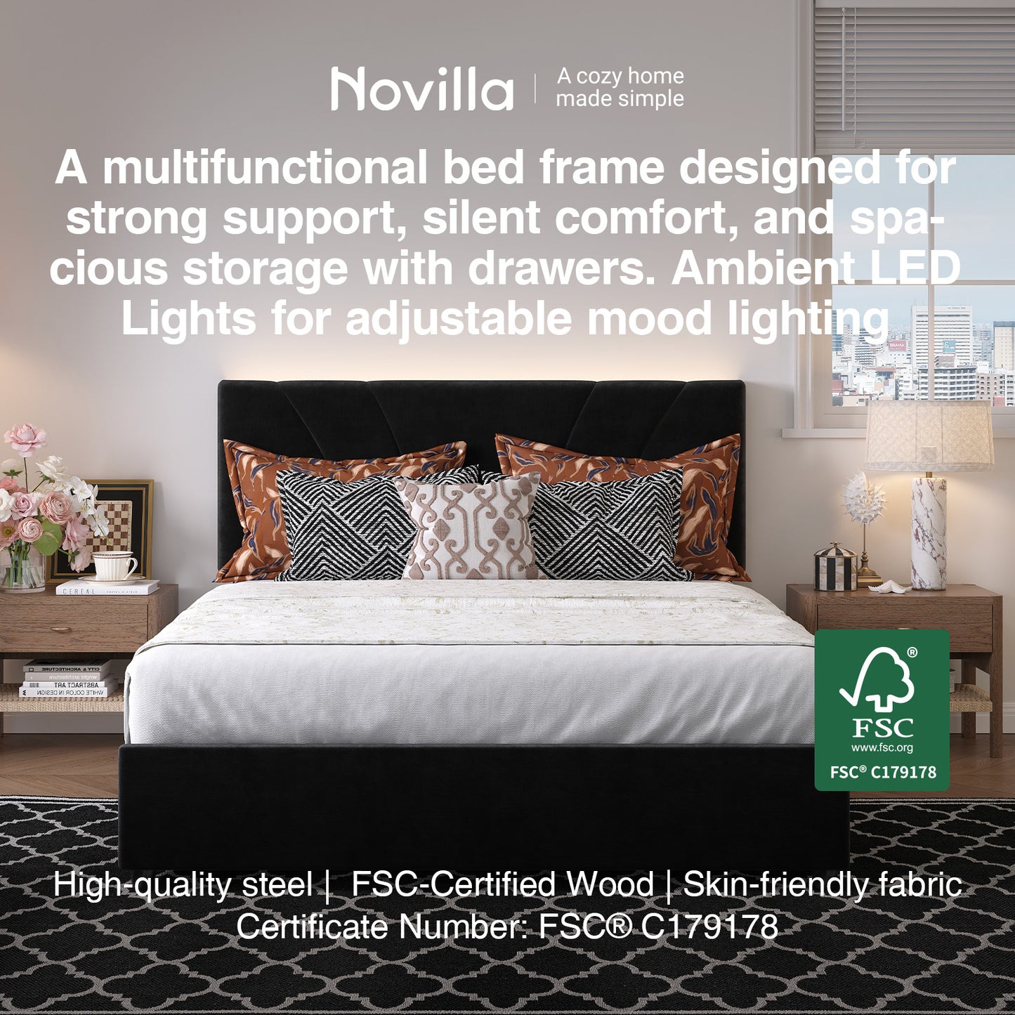 F12016 Novilla Bed Frame with Drawers