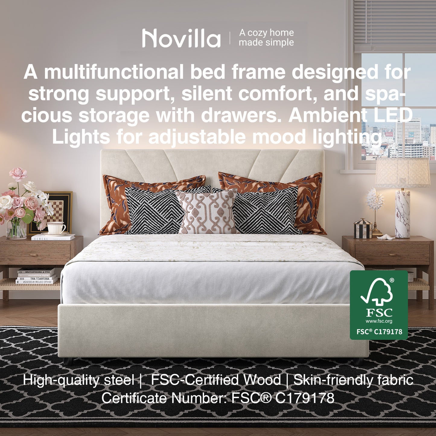 F12016 Novilla Bed Frame with Drawers
