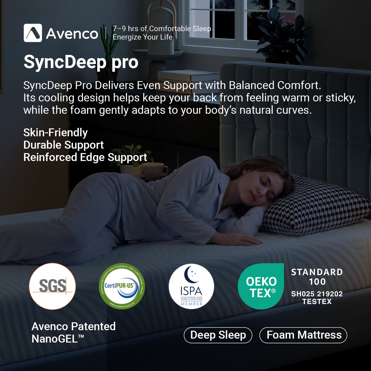 A-M01866 Gel Infused Memory Foam Cooling Comfort Mattress