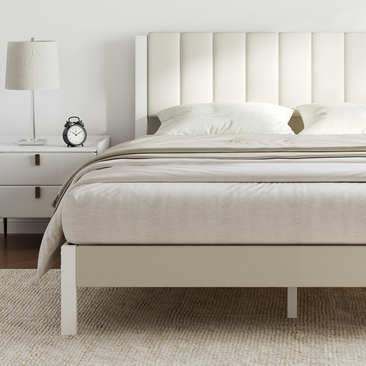 12015 Novilla Bed Frames with Piano Keys Headboard and Footboard, Metal Platform Bed Frame, No Box Spring Needed, Easy Assembly, Steel Slats Support