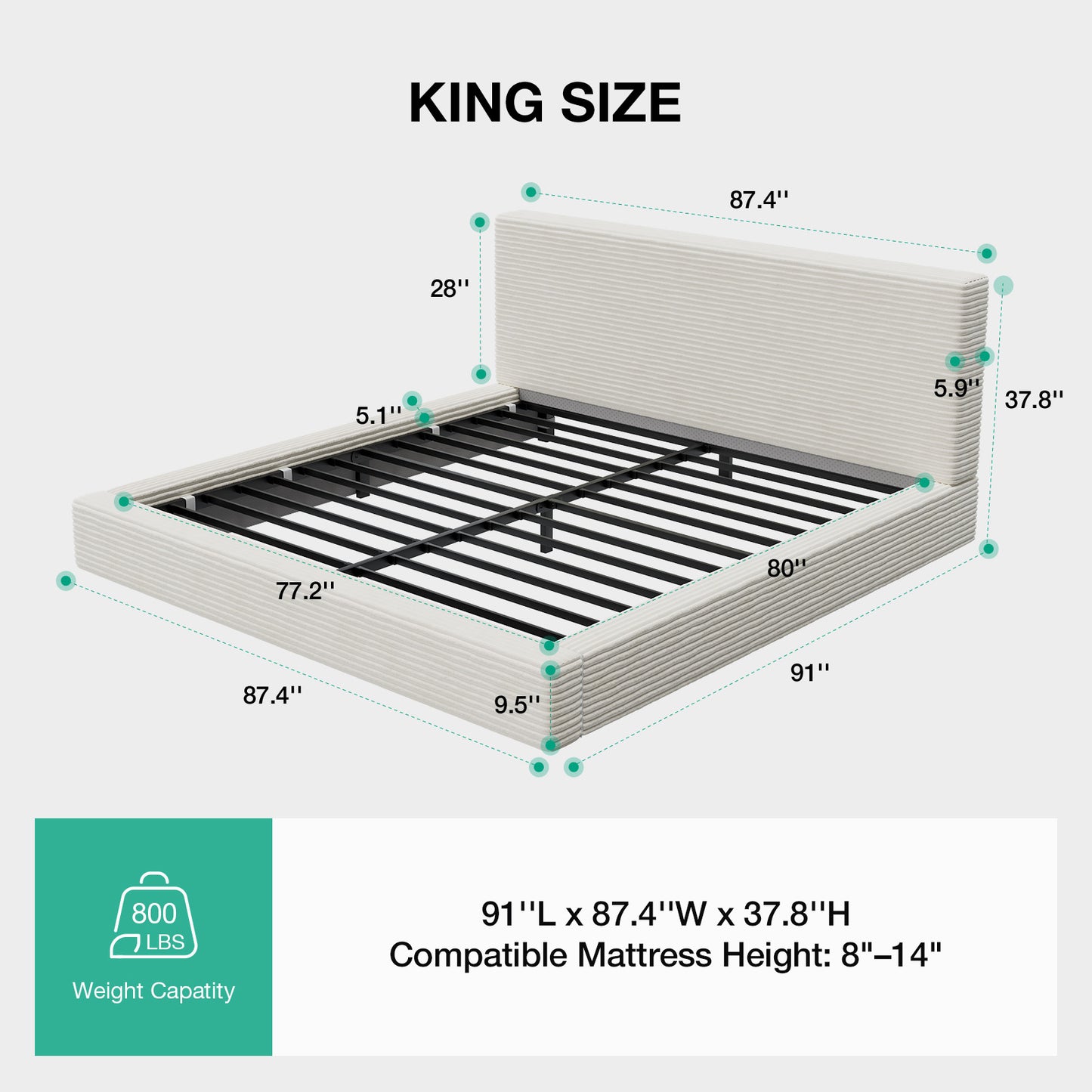 F16001 Novilla Bed Frame with Headboard