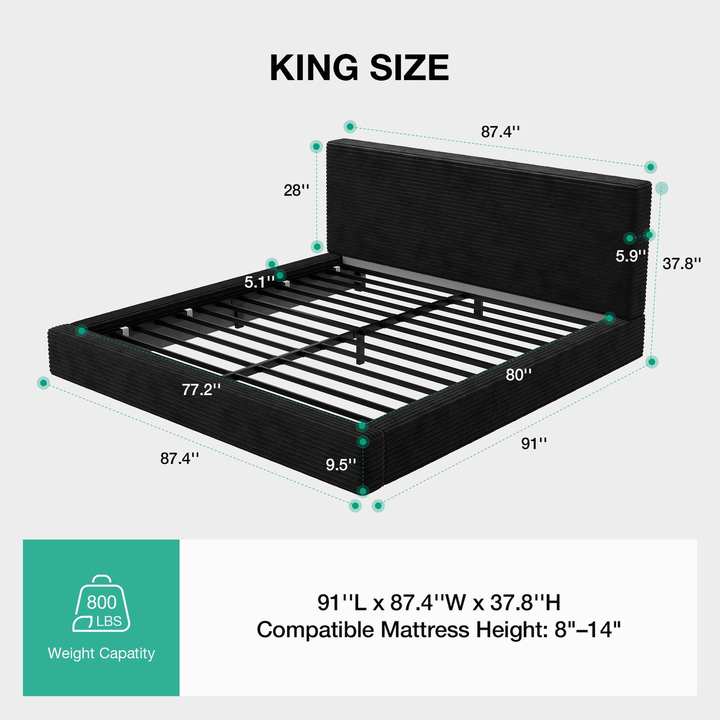 F16001 Novilla Bed Frame with Headboard