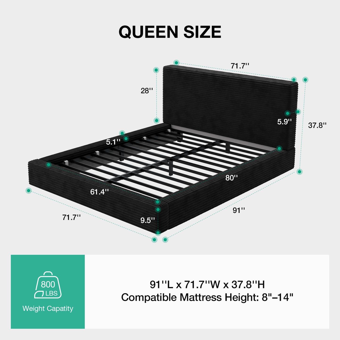 F16001 Novilla Bed Frame with Headboard