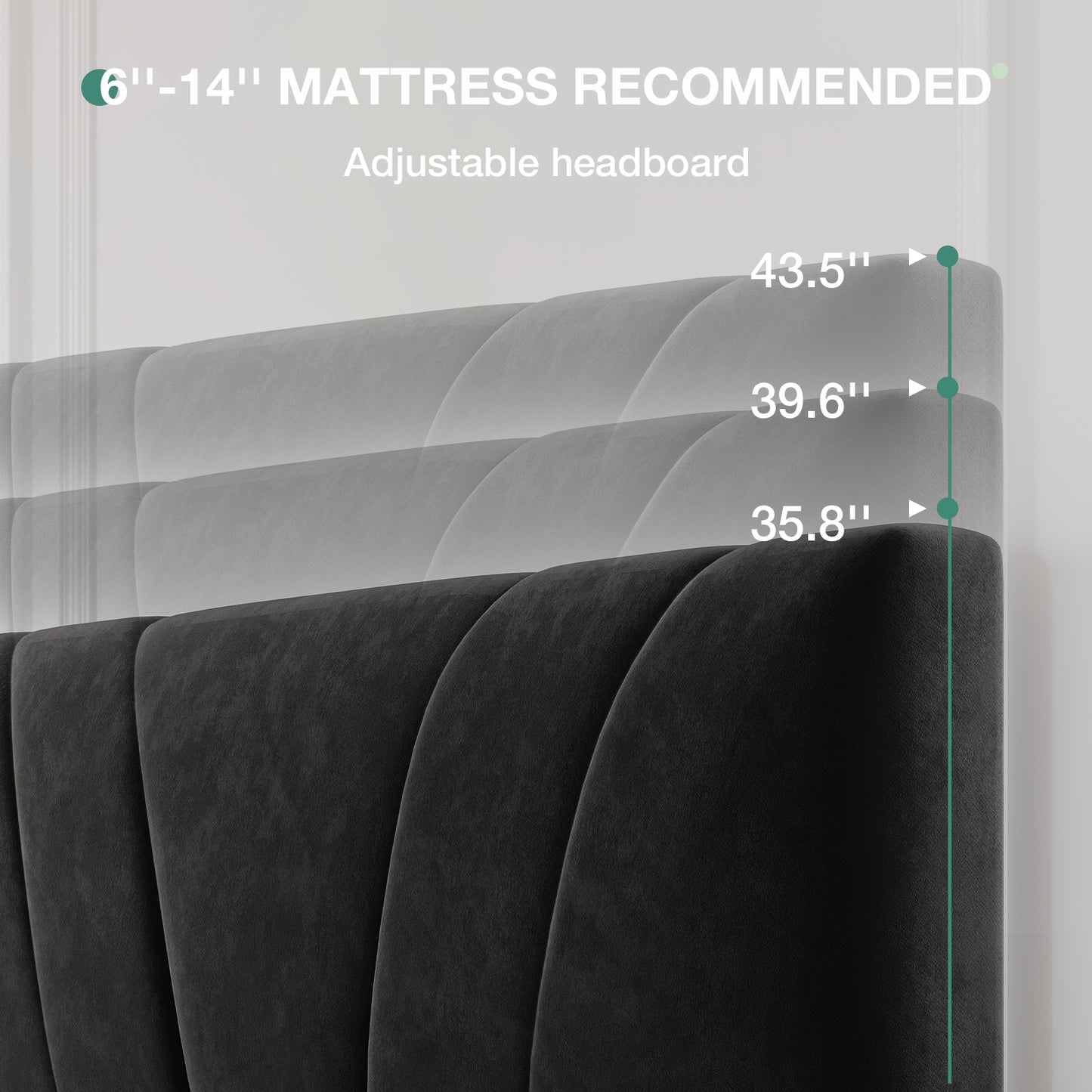 12007 Novilla Bed Frame Upholstered Platform Bed Frame with Adjustable Headboard, Strong Weight Capacity, No Box Spring Needed, Easy Assembly