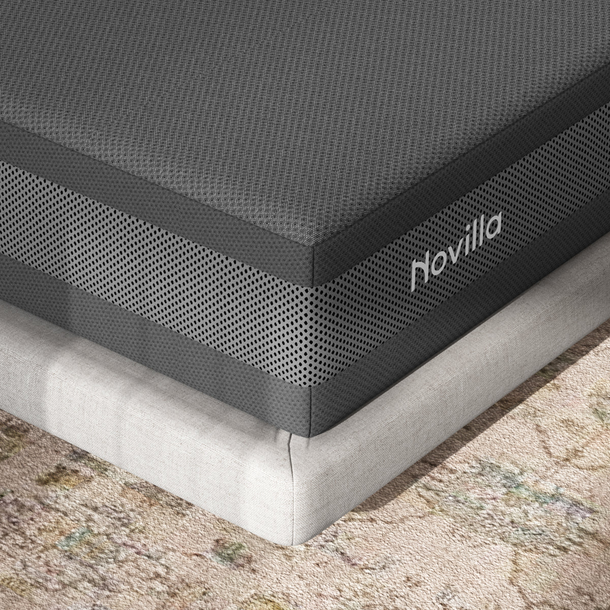 Novilla AiryFlow™ Mattress, Cooling Memory Foam Mattress in a Box with Graphene Cover, PCM Temperature Regulation, NanoGel Foam & Pressure Relief Support
