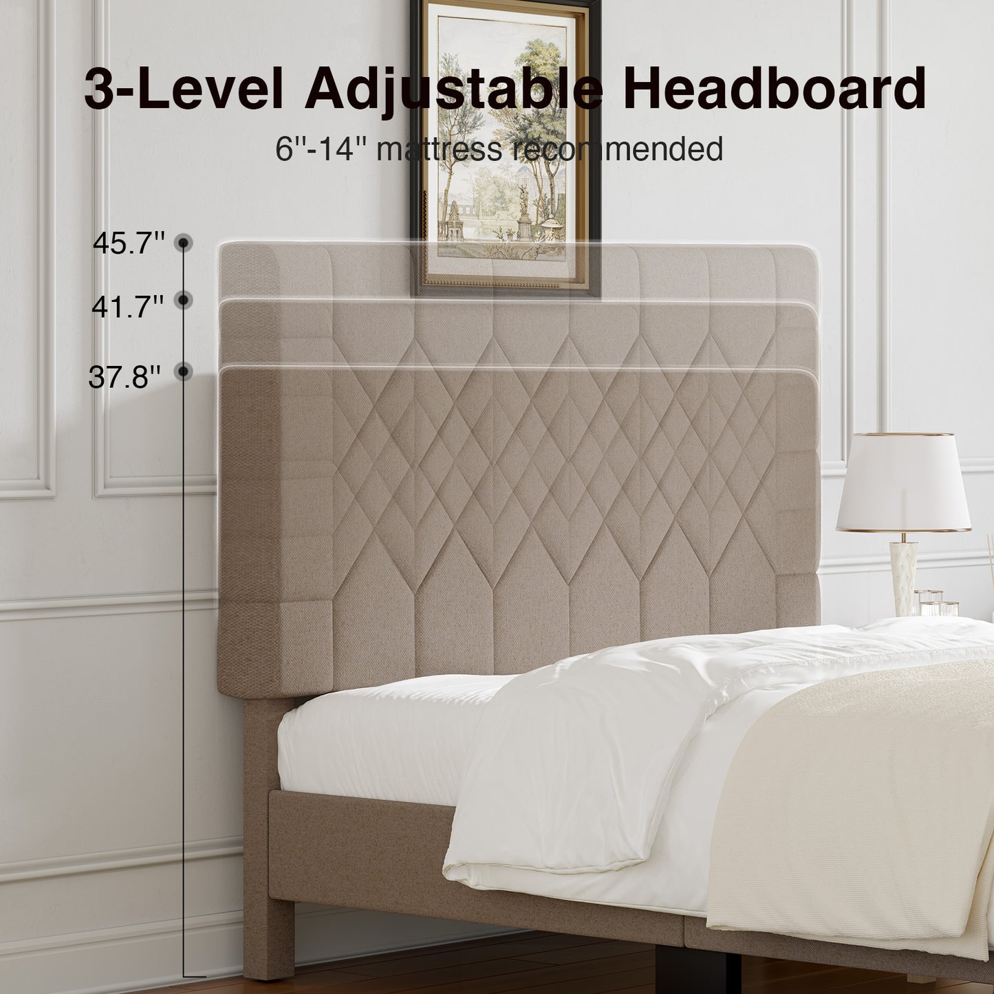 12013 Novilla Bed Frame, Full Bed Frame with Headboard, Velvet Upholstered Pull-Point Headboard, No Box Spring Needed, Heavy Duty Feet, Easy Assembly