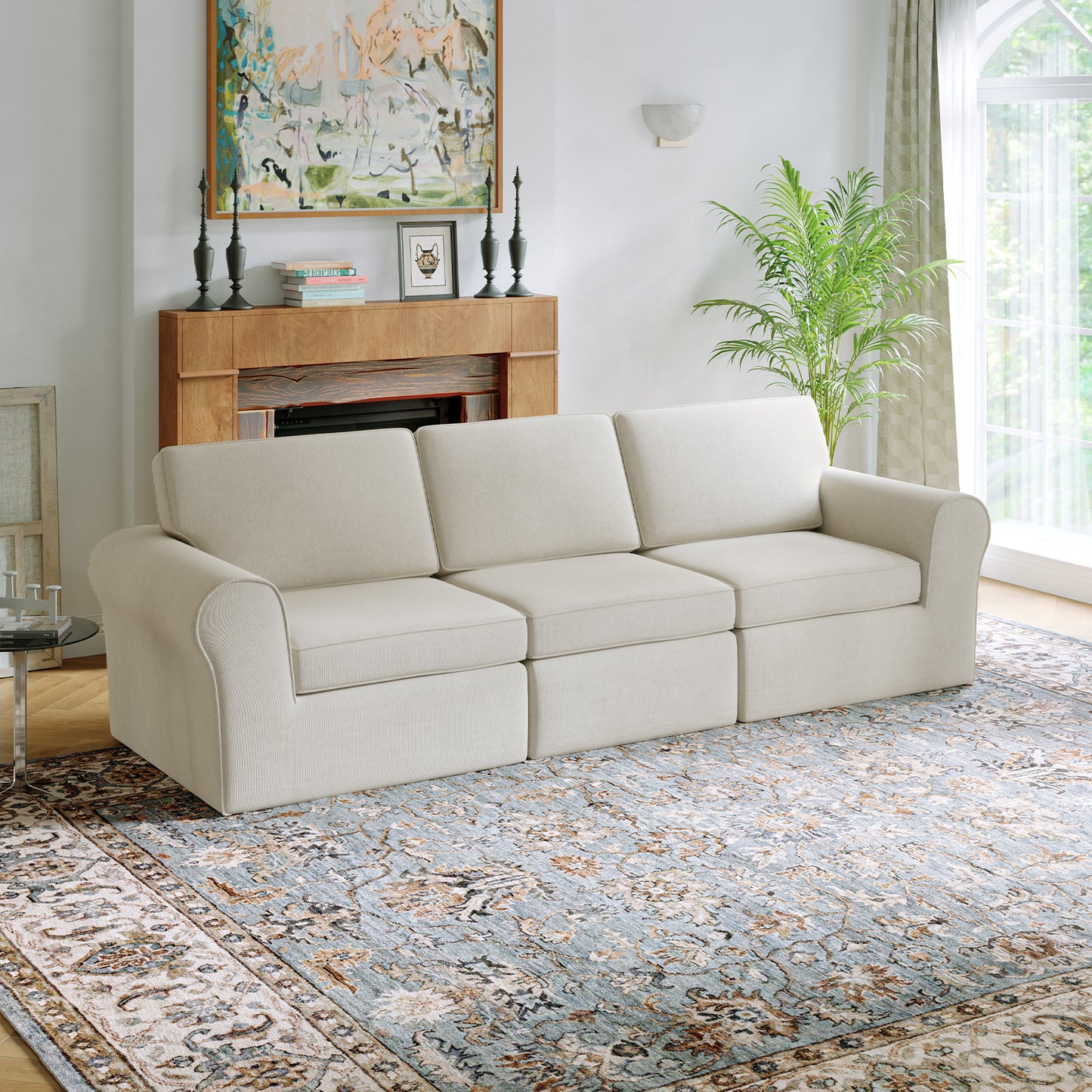 65007 Novilla 108" Modular Sectional Sofa, Modular Sectional Couches for Living Room Bedroom, Chenille Removable Cover Cloud Couch Sectional with Smarts Coil® Support L-Shaped Couch