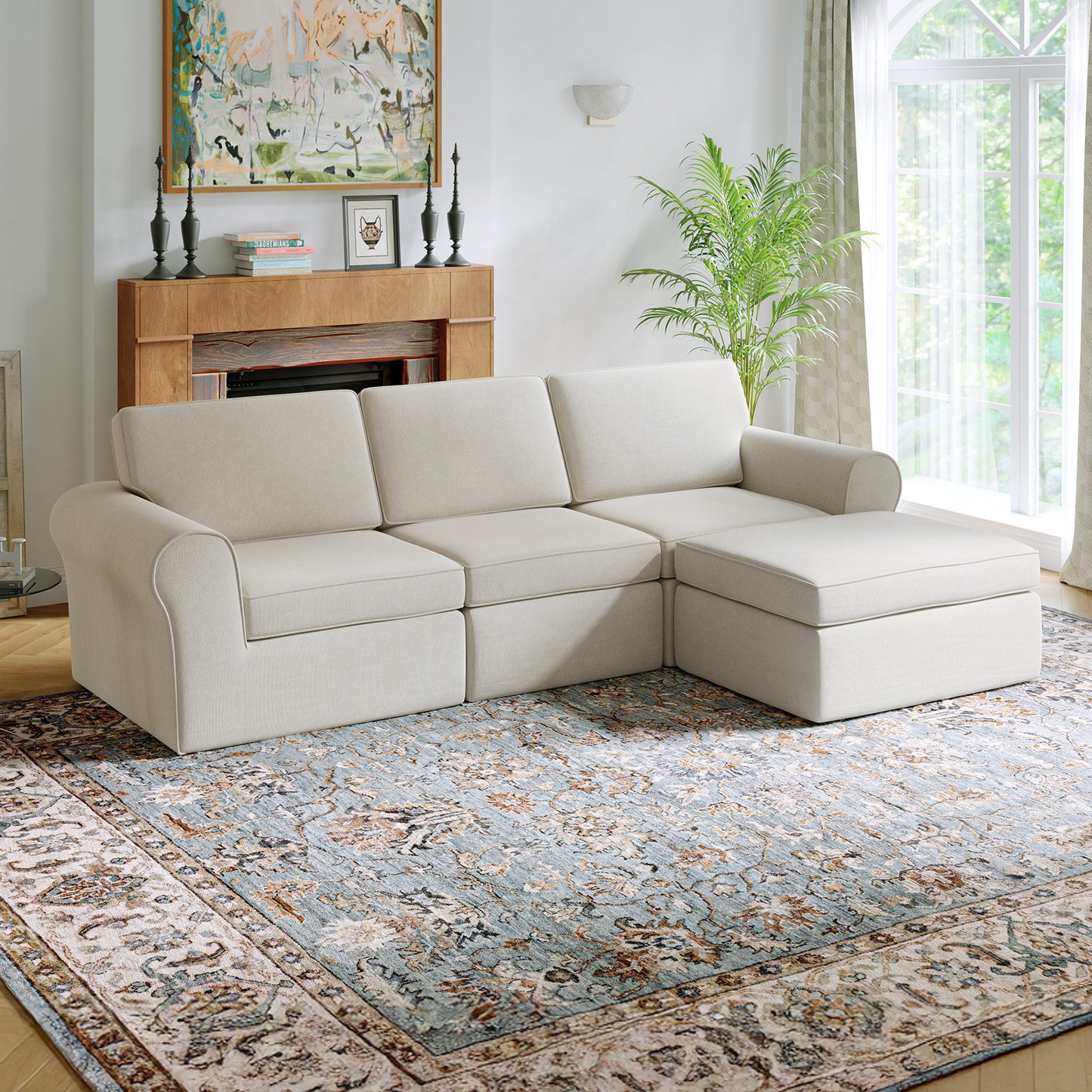 65007 Novilla 108" Modular Sectional Sofa, Modular Sectional Couches for Living Room Bedroom, Chenille Removable Cover Cloud Couch Sectional with Smarts Coil® Support L-Shaped Couch