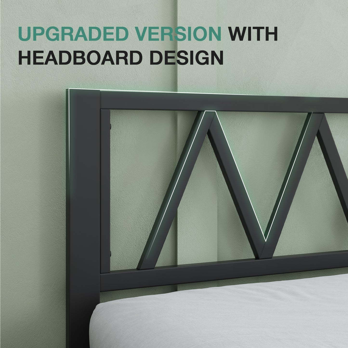 10017 Novilla Bed Frame With Headboard, Metal Platform Bed Frame, Bed Frame No Box Spring Needed, Easy Assembly, Strong Wood Slats Support