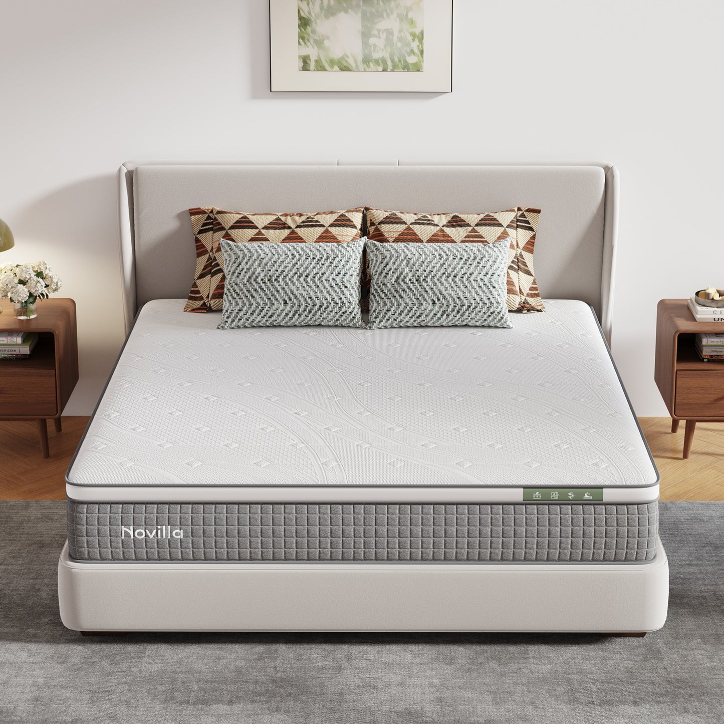 2055B Novilla Mattress,Hybrid Mattress Full Size with Pocketed Coils & Gel Memory Foam