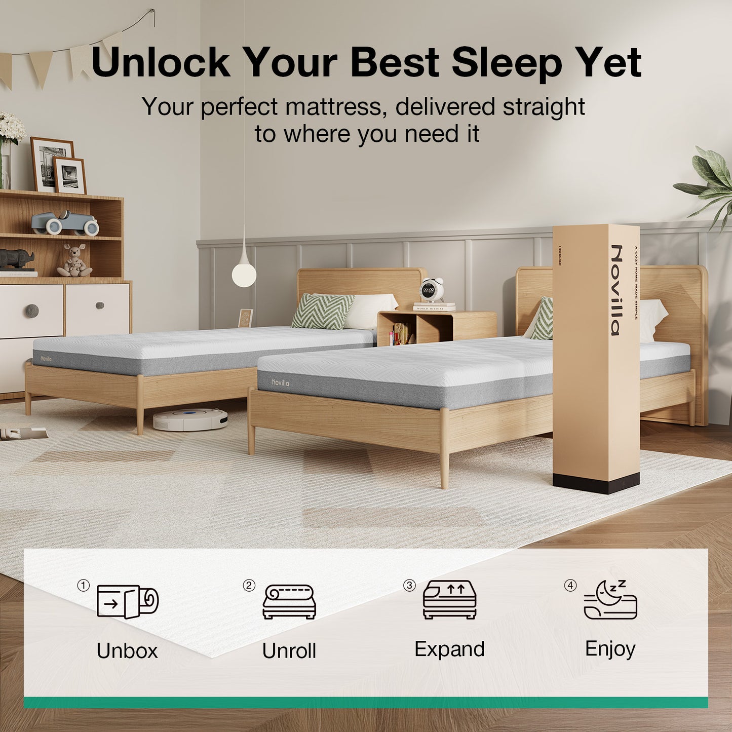 Novilla 6 inch Medium Full Memory foam Mattress in a Box