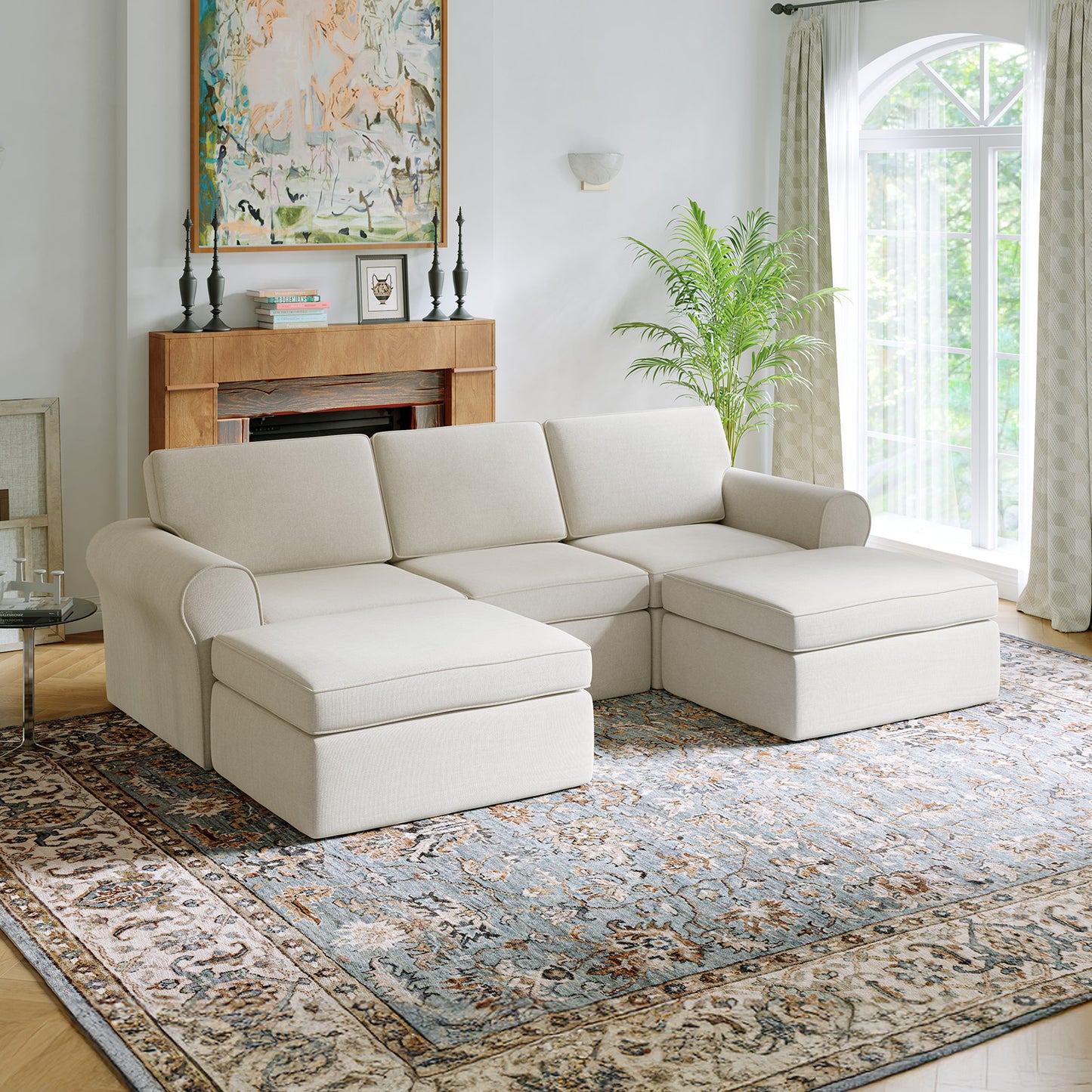 65007 Novilla 108" Modular Sectional Sofa, Modular Sectional Couches for Living Room Bedroom, Chenille Removable Cover Cloud Couch Sectional with Smarts Coil® Support L-Shaped Couch