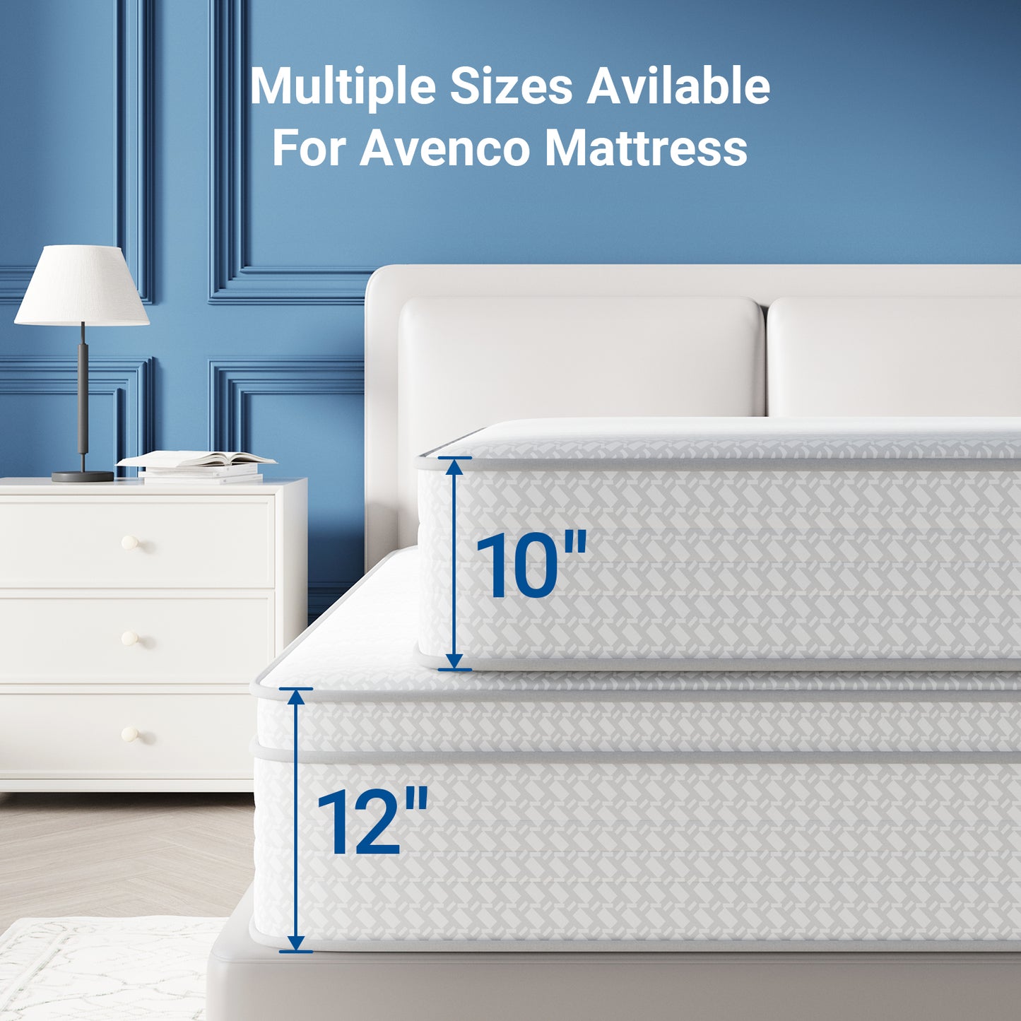 Avenco 10 Inch Queen Mattress, Hybrid Mattress in a Box with Smarts™ Coil Individually Pocket Spring, Medium Firm Mattresses with Memory Foam for Pressure Relief,CertiPUR-US Certified for Adults