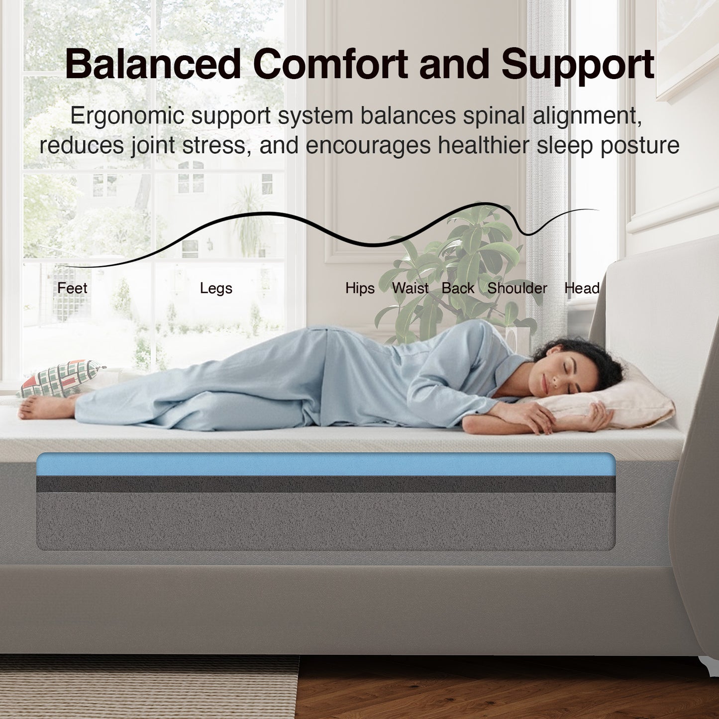 1047B Novilla GreyZen Medium Gel Memory Foam Mattress