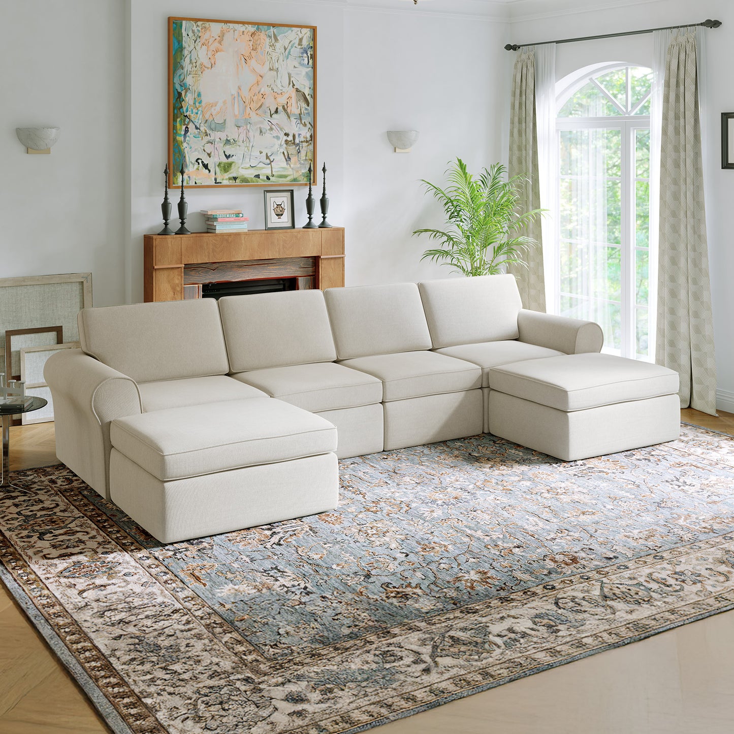 65007 Novilla 108" Modular Sectional Sofa, Modular Sectional Couches for Living Room Bedroom, Chenille Removable Cover Cloud Couch Sectional with Smarts Coil® Support L-Shaped Couch