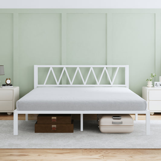 10017 Novilla Bed Frame With Headboard, Metal Platform Bed Frame, Bed Frame No Box Spring Needed, Easy Assembly, Strong Wood Slats Support