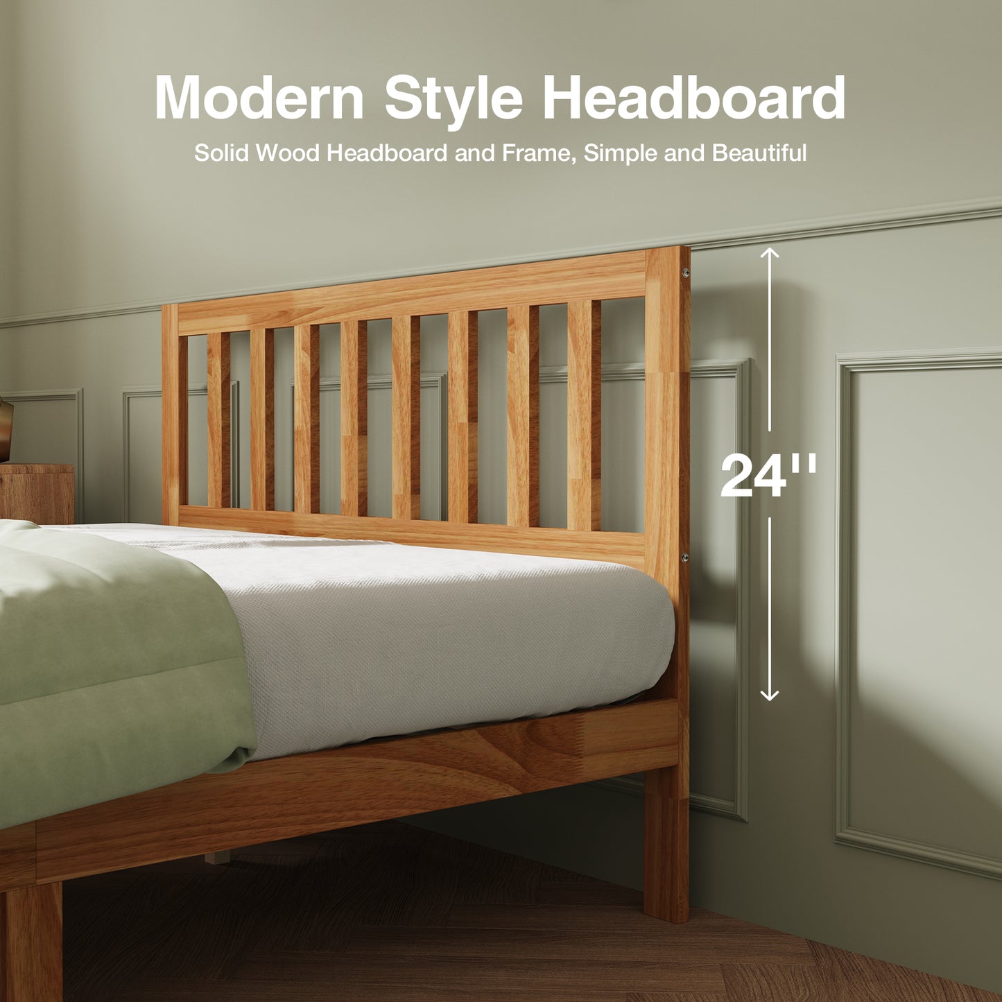 Novilla 12 Inch Bed Frame Solid Wooden with Headboard Wooden Classic Bed Frame Foundation, No Box Spring Needed, Easy Assembly, Natural Grain Wood