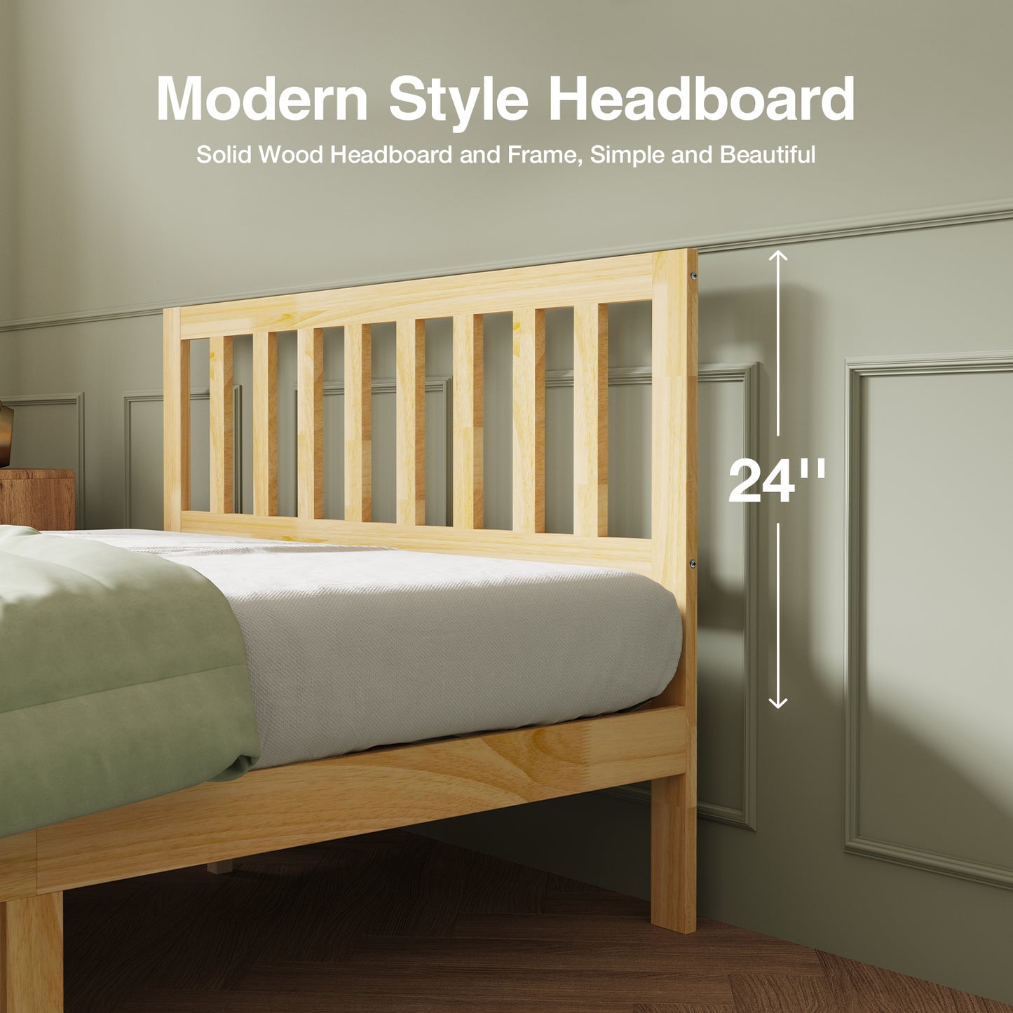 Novilla 12" Bed Frame Wood Bed Frame with Headboard No Box Spring Needed, Easy Assembly