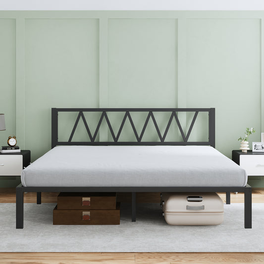 10017 Novilla Bed Frame With Headboard, Metal Platform Bed Frame, Bed Frame No Box Spring Needed, Easy Assembly, Strong Wood Slats Support