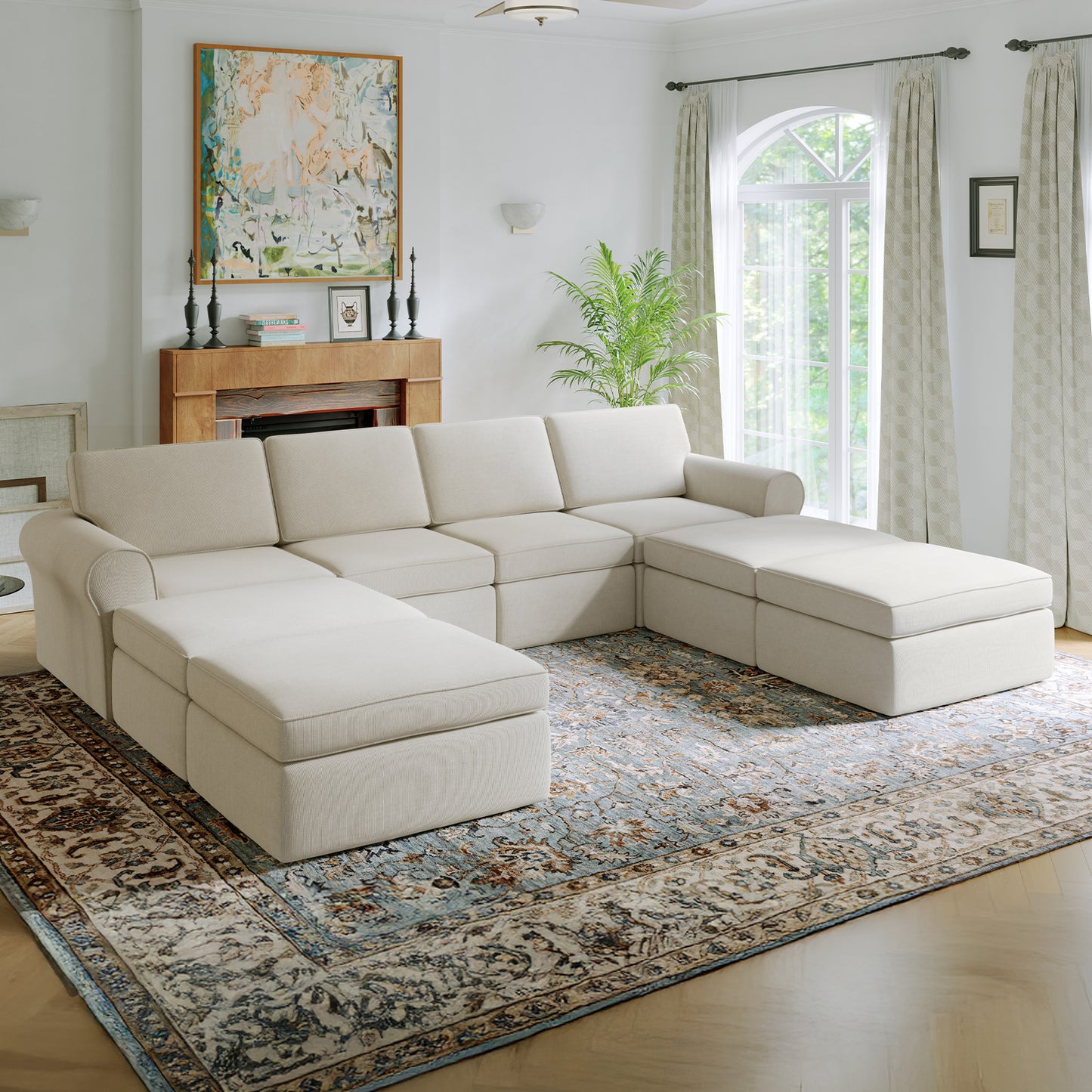 65007 Novilla 108" Modular Sectional Sofa, Modular Sectional Couches for Living Room Bedroom, Chenille Removable Cover Cloud Couch Sectional with Smarts Coil® Support L-Shaped Couch